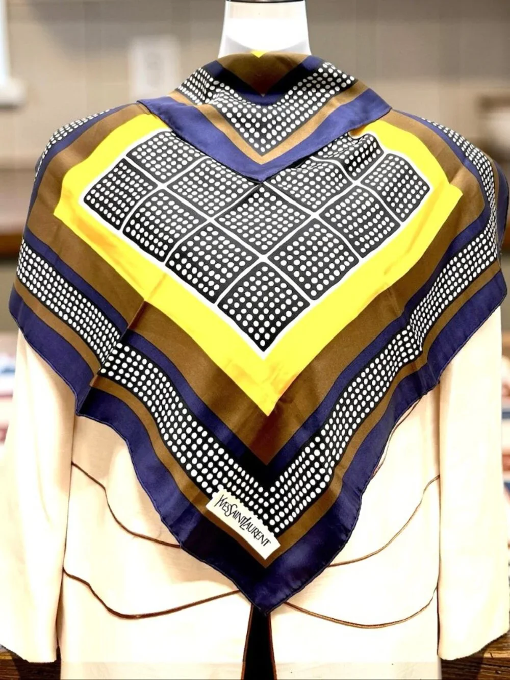 Unused -Yves Saint Laurent  Silk  Satin Scarf 23